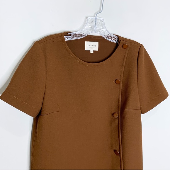 Sezane Ida Blouse (Sz FR 38) Short Sleeve Coffee Brown - Picture 4 of 16